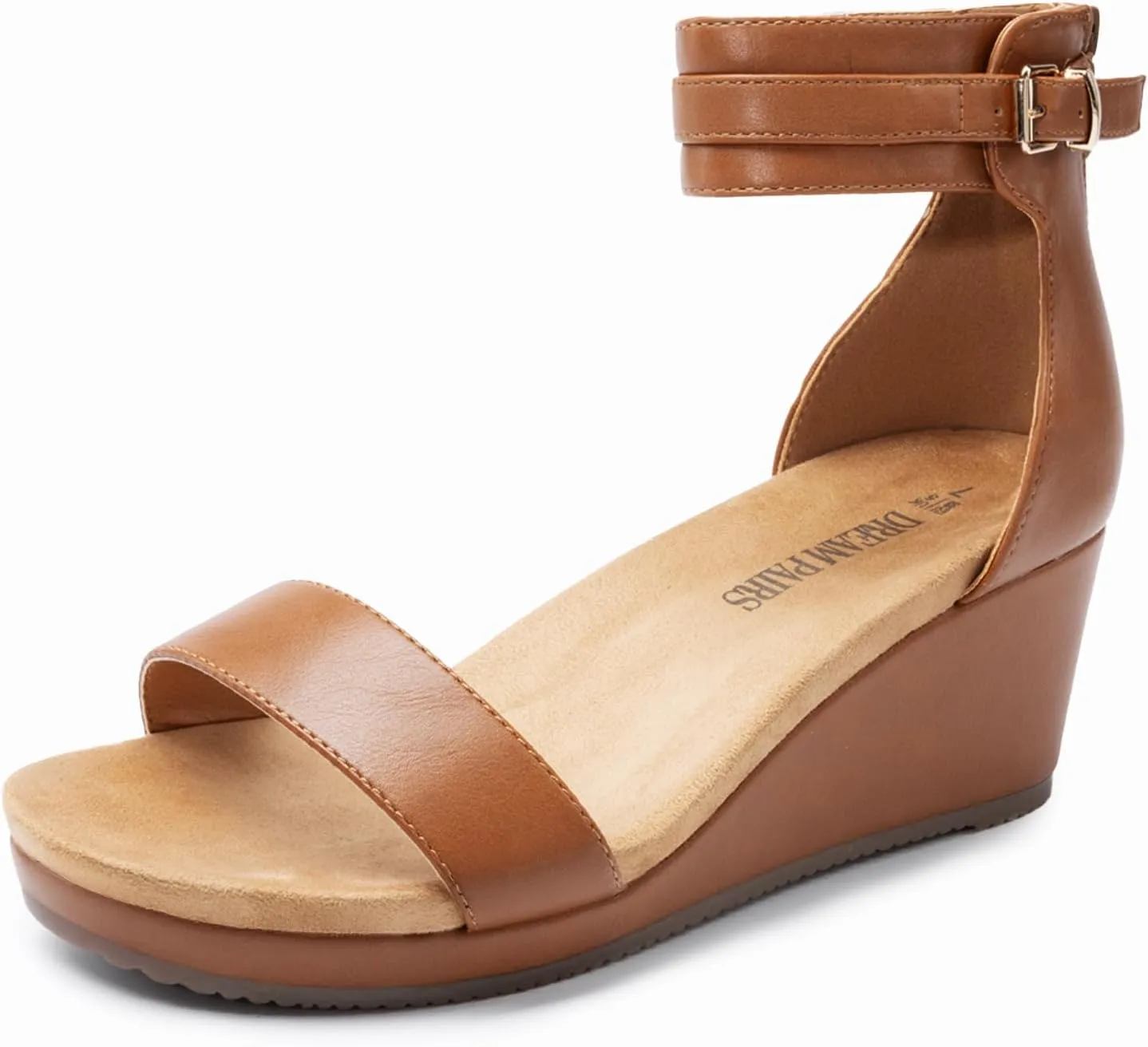 DREAM PAIRS Women's Open Toe Buckle Ankle Strap Platform Wedge Sandals Summer Shoes.
