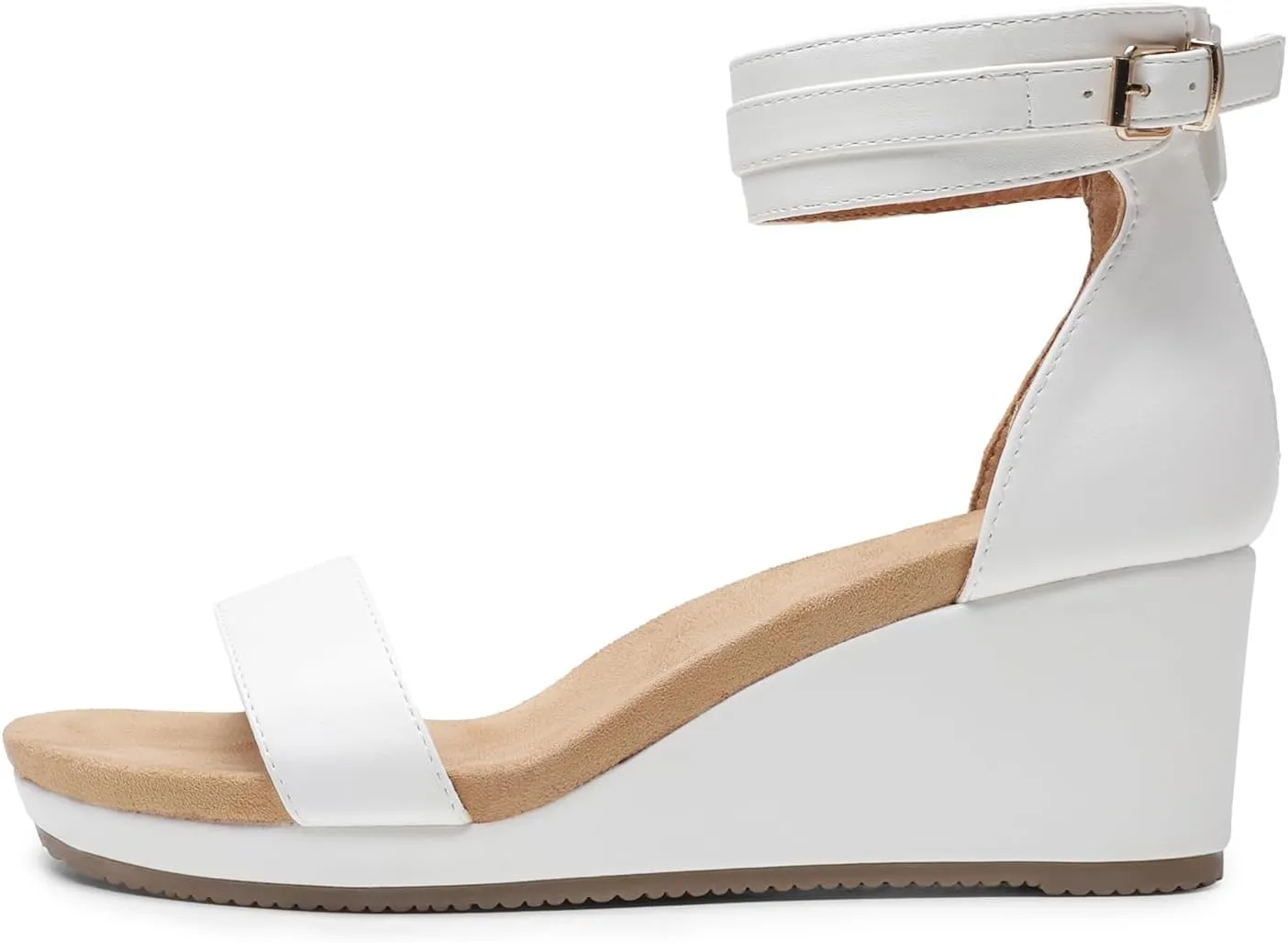 DREAM PAIRS Women's Open Toe Buckle Ankle Strap Platform Wedge Sandals Summer Shoes.