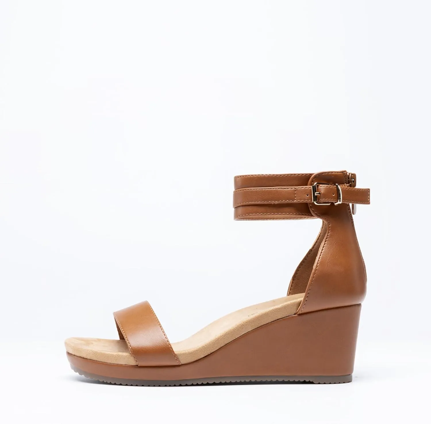 DREAM PAIRS Women's Open Toe Buckle Ankle Strap Platform Wedge Sandals Summer Shoes.