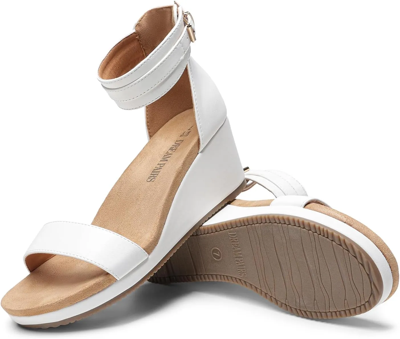 DREAM PAIRS Women's Open Toe Buckle Ankle Strap Platform Wedge Sandals Summer Shoes.