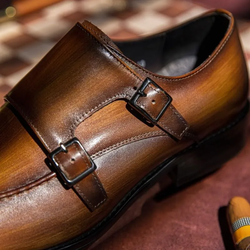 Dress Oxford Shoes for Men Dress Shoes Men Loafers Men Shoes Leather from Italy Double Monk Strap Shoes for Men