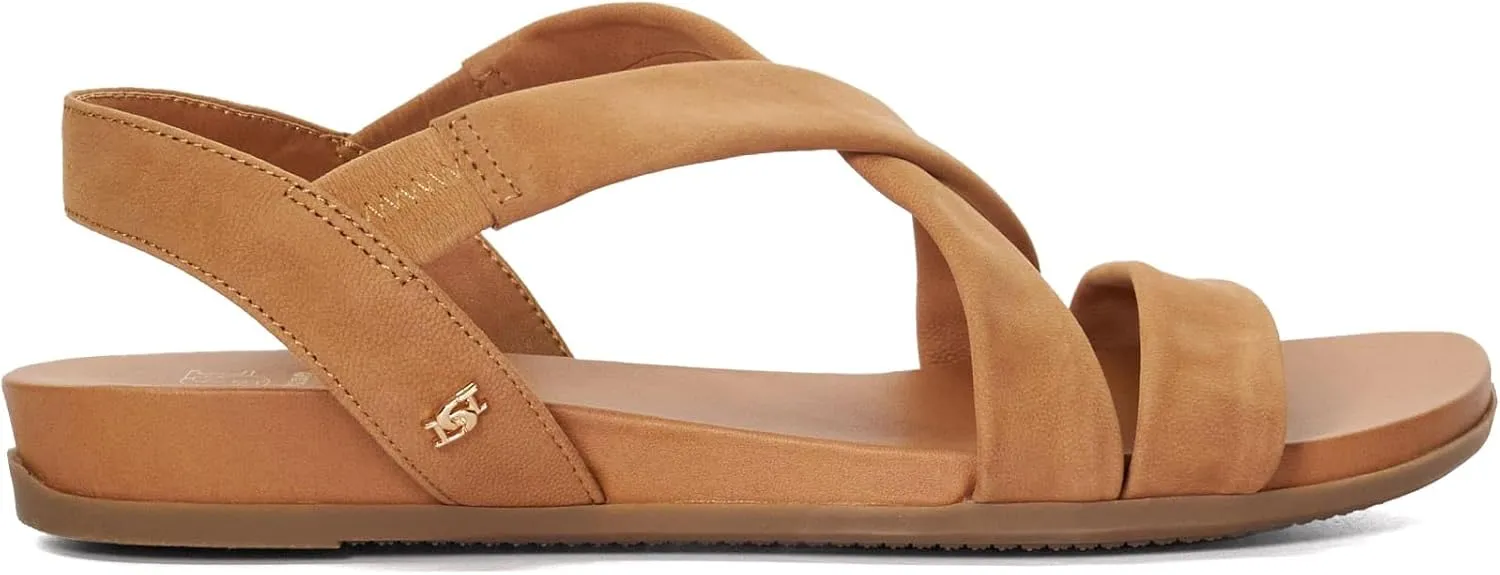 Dune London Women's Landies Flat Sandal, Camel, 8