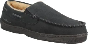 Eddie Bauer Men's Slippers Size 10-12 Comfortable Heated Slippers for Men Indoor Outdoor Suede House Shoes with Memory Foam - Gray Large