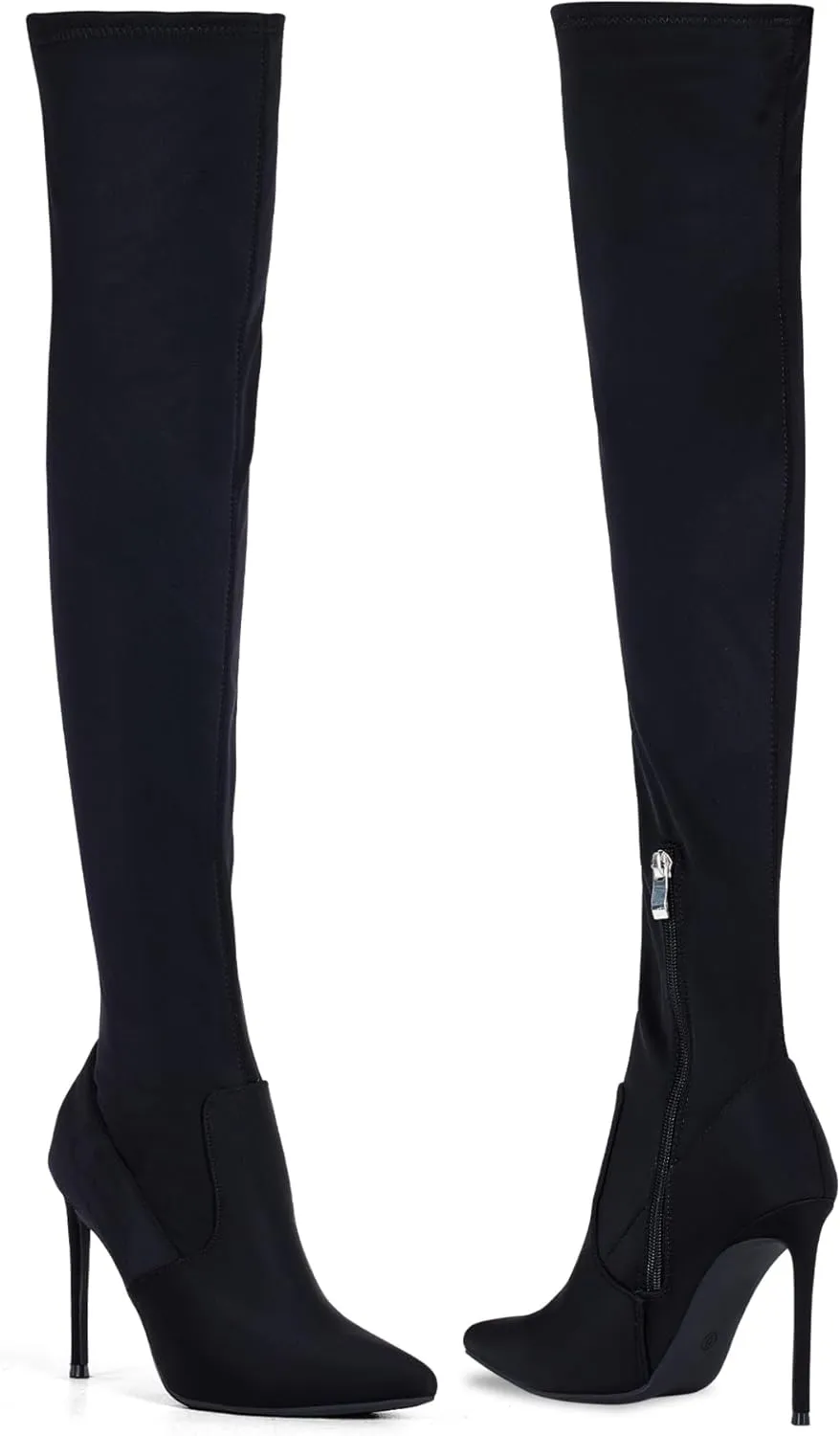Elisabet Tang Thigh High Boots Over the Knee Boots for Women,Sexy 4.3 inch Stilettos High Heels Boots Stretch Suede Long Pointed Toe Shoes