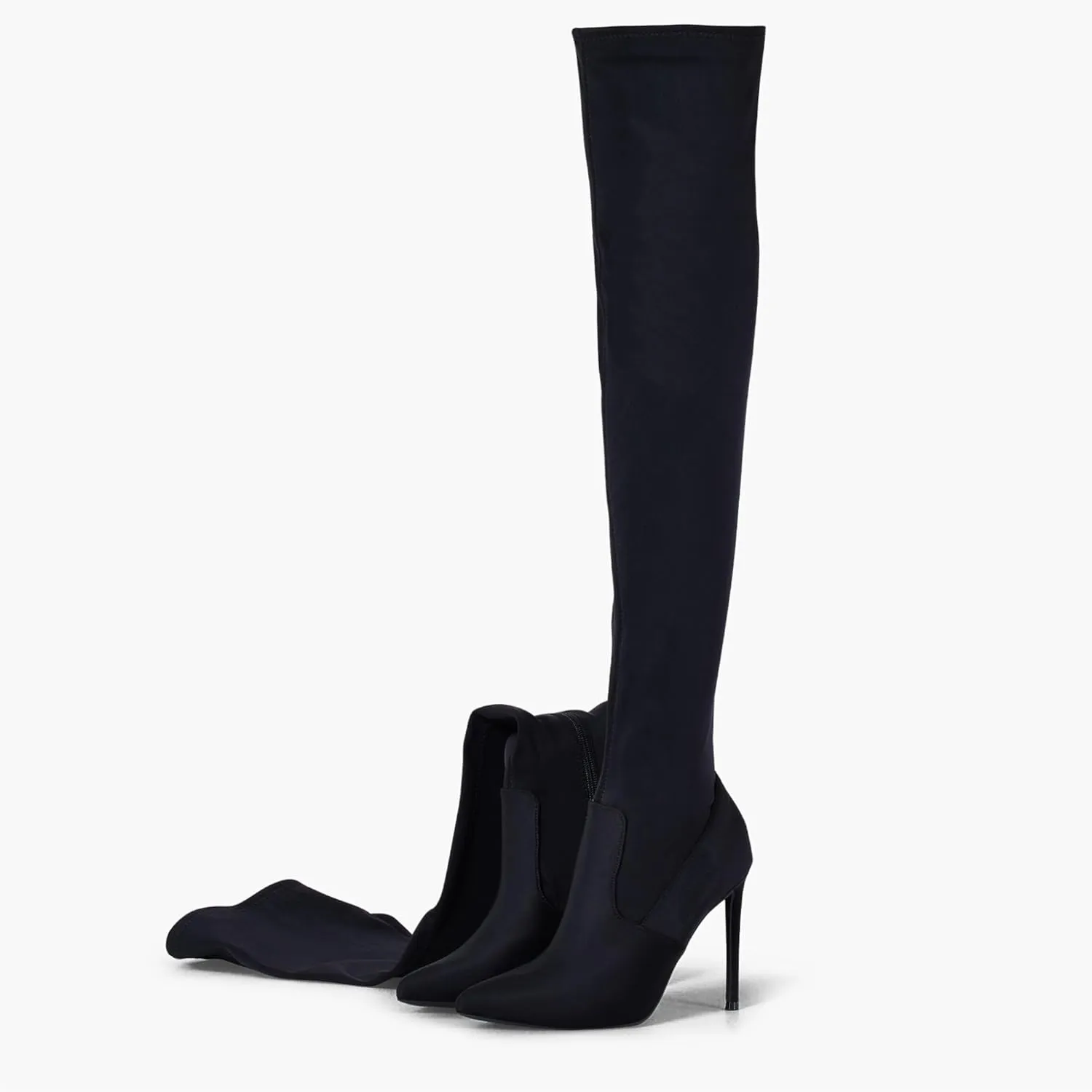 Elisabet Tang Thigh High Boots Over the Knee Boots for Women,Sexy 4.3 inch Stilettos High Heels Boots Stretch Suede Long Pointed Toe Shoes