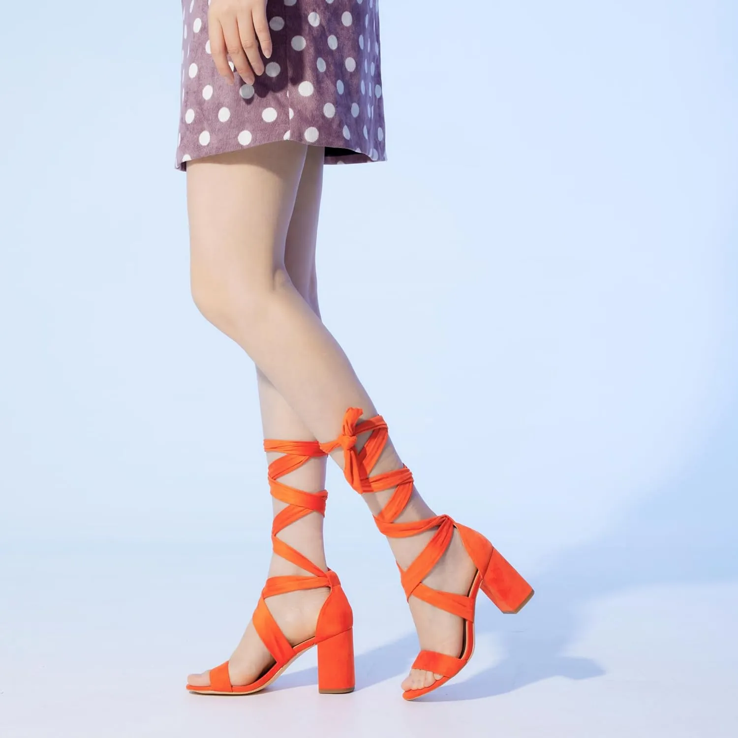 Elisabet Tang Women's Sandals Chunky Heels Lace Up Block Heels Open Toe Crisscross Strappy sandals Heel Sandals Fashsion Casual Prom Shoes For Women