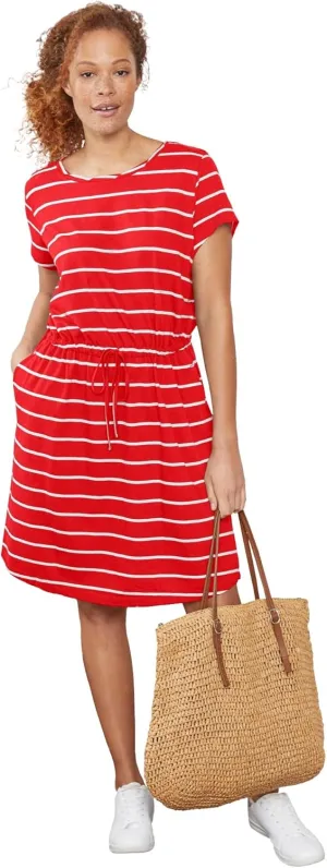 ellos Women's Plus Size Knit Drawstring Dress