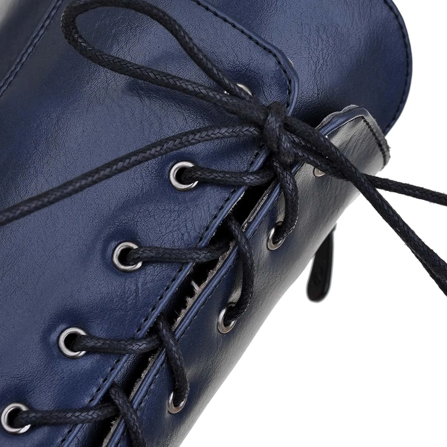 Erocalli Knee High Boots Lace up Military Combat Boots for Women Gothic Buckle Motorcycle Boot