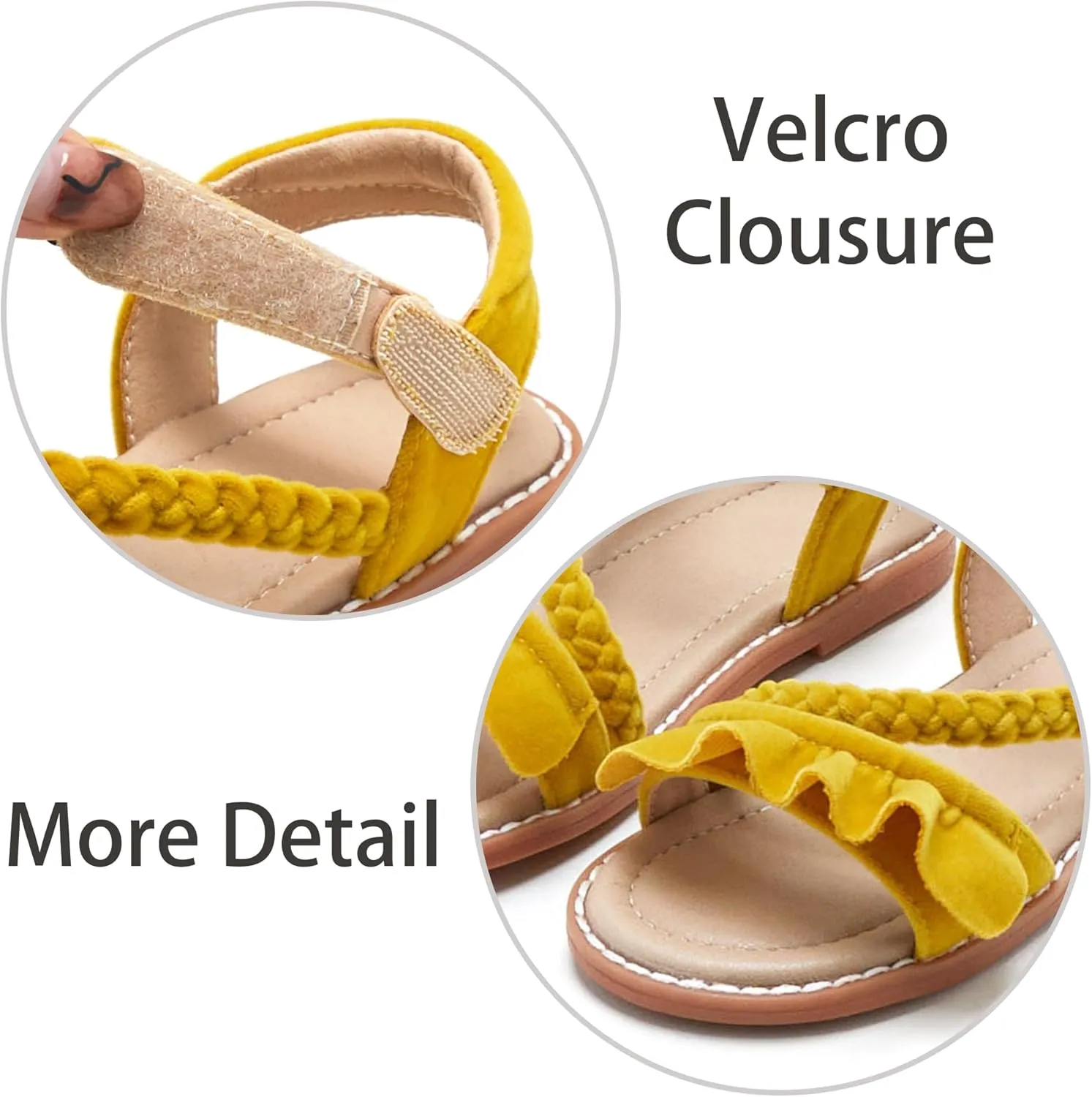 ESTINE Toddler/Little Kid Girls Dress Cross Strappy Open Toe Sandals Princess Flats Summer Flower Girl Shoes