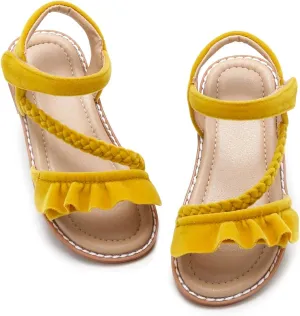 ESTINE Toddler/Little Kid Girls Dress Cross Strappy Open Toe Sandals Princess Flats Summer Flower Girl Shoes