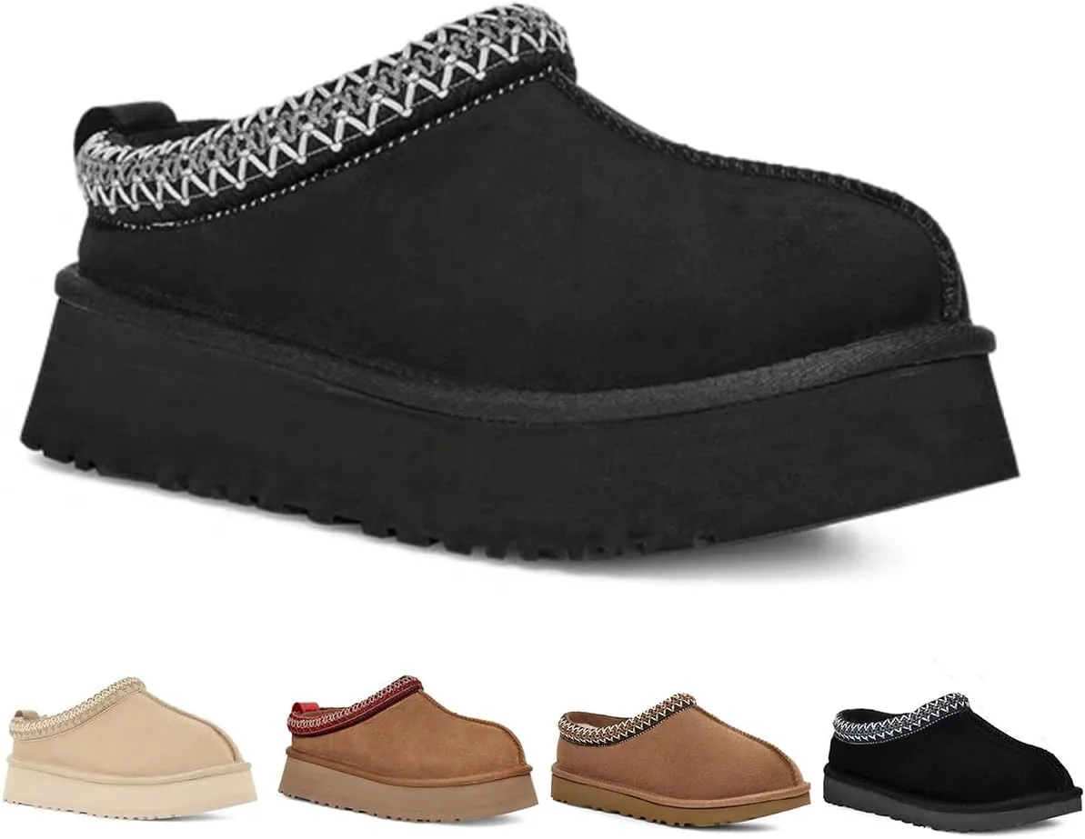 Fashion plush platform slippers for kids trend Mini Fleece Lined boots big kids Outdoor indoor slippers little kids Anti slip boots girl boys Short ankle boots Toddler