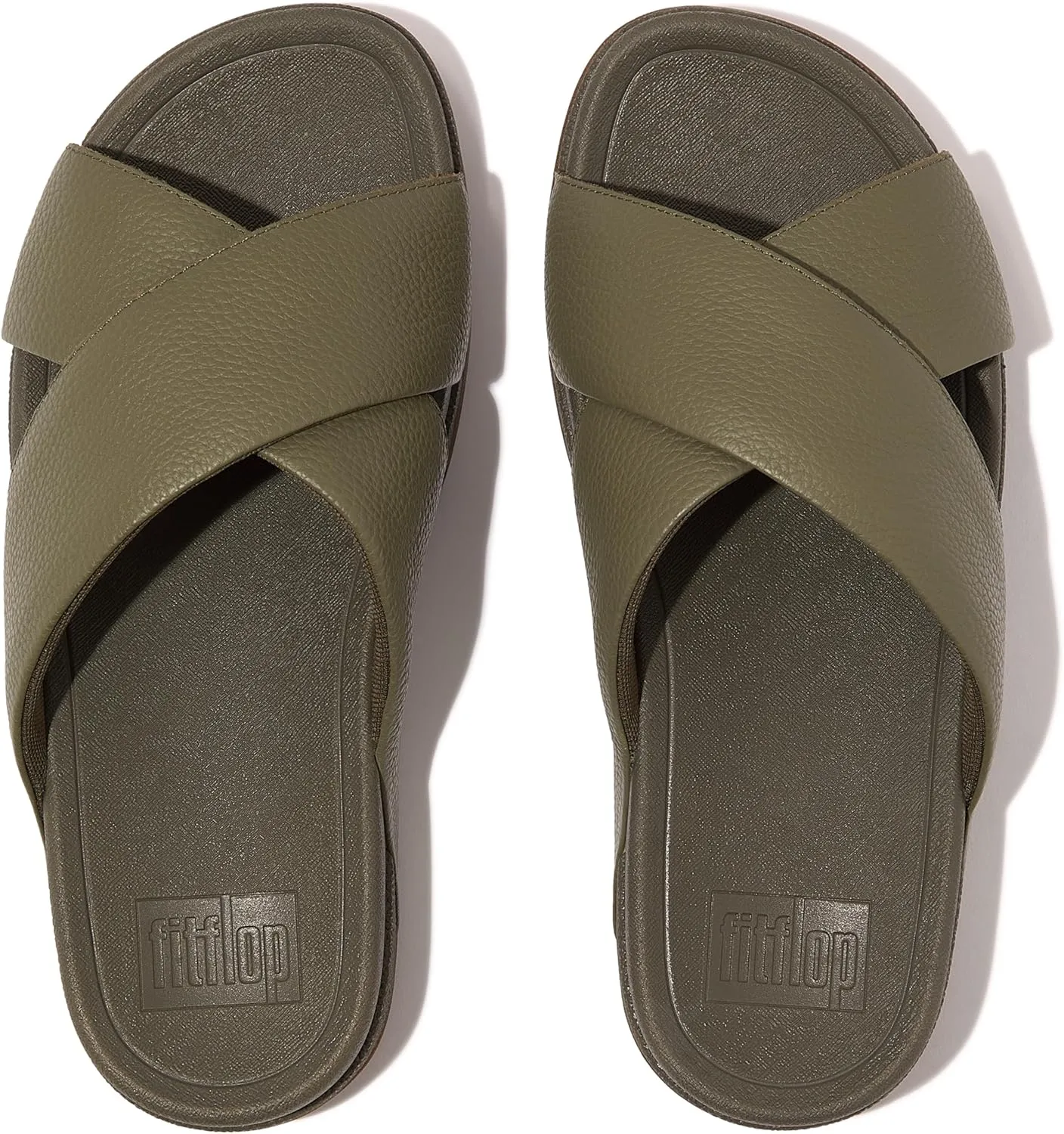 FitFlop Men's Surfer Tumbled-Leather Cross Slides
