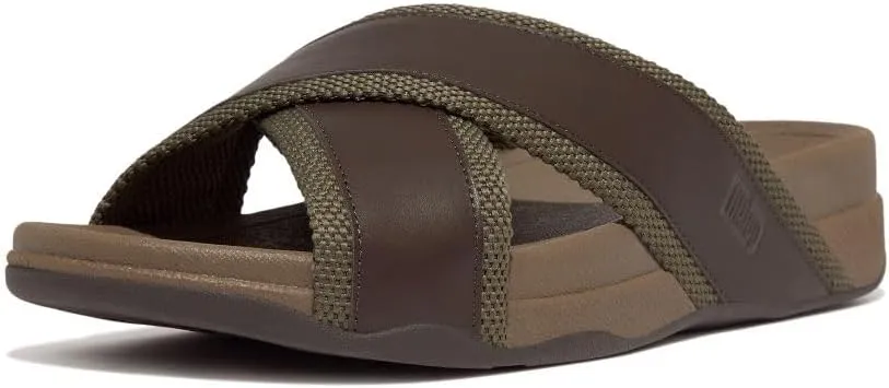 FitFlop Men's Surfer Webbing/Leather Cross Slides