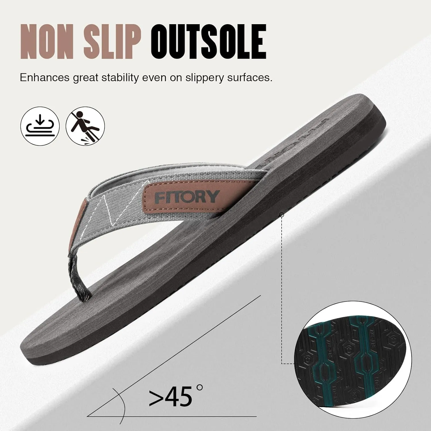 FITORY Men's Flip-Flops, Thongs Sandals Comfort Slippers for Beach