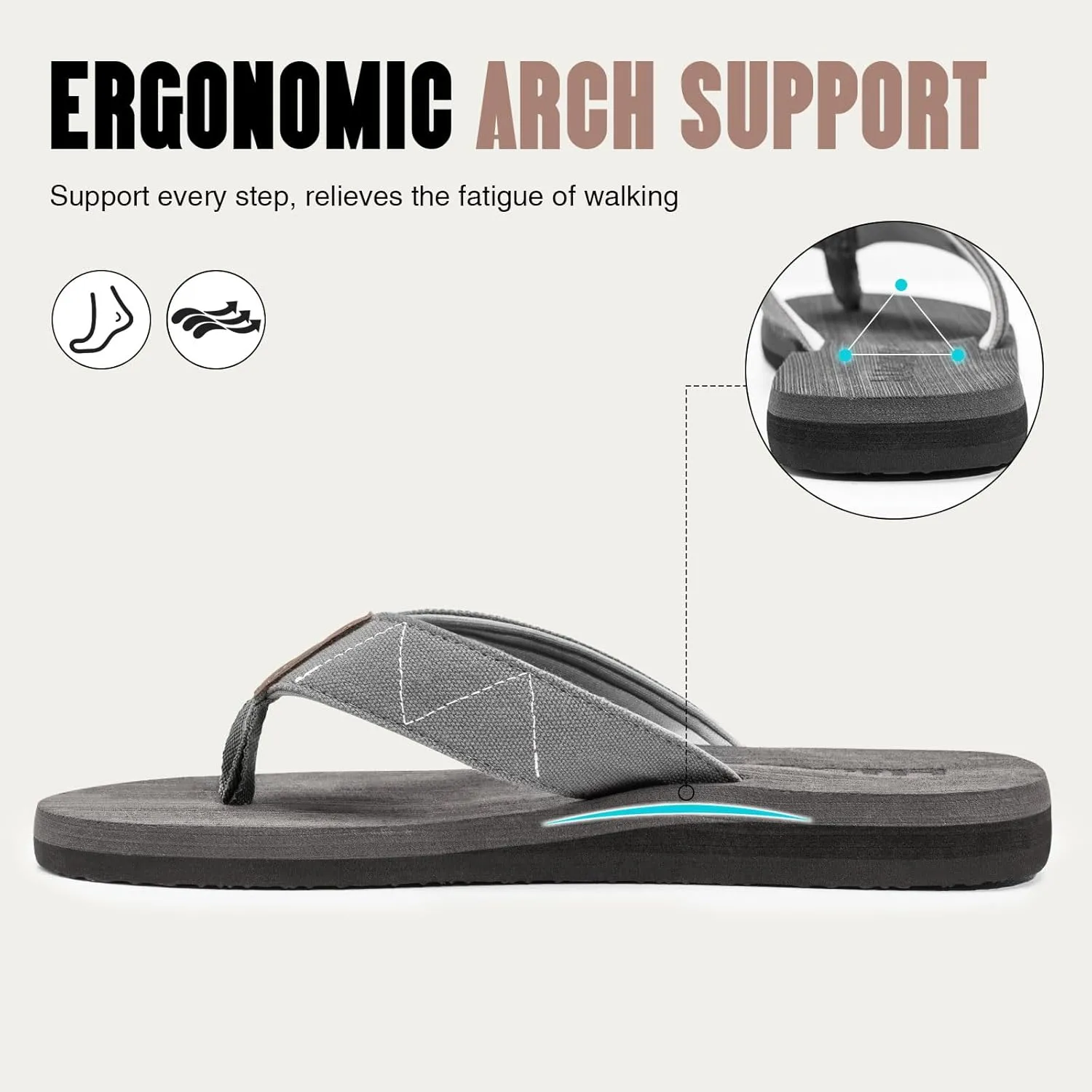 FITORY Men's Flip-Flops, Thongs Sandals Comfort Slippers for Beach