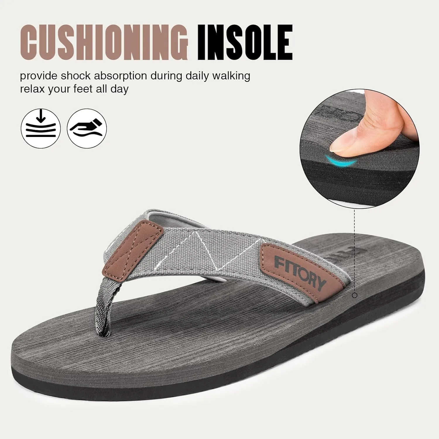 FITORY Men's Flip-Flops, Thongs Sandals Comfort Slippers for Beach