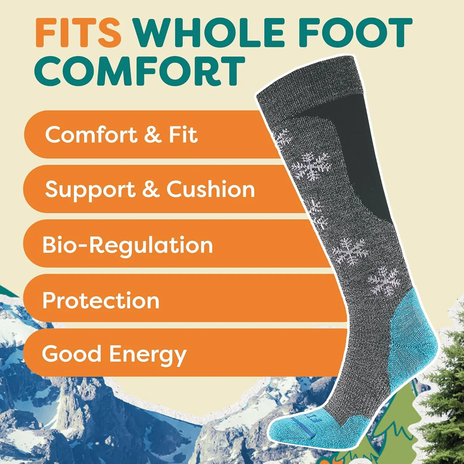 FITS Jackson Ultra Light Ski Socks for Men and Women, Ultra-fine Merino Wool, Over-the-calf, Lightweight, Whole Foot Comfort