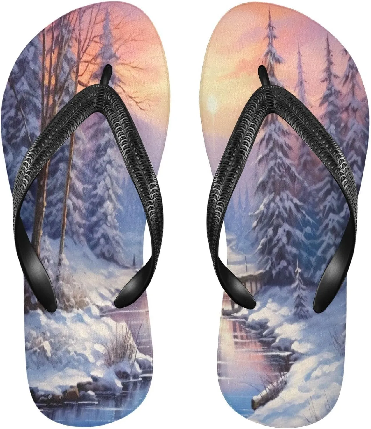 Flip Flop Sandal for Men Women Landscape Original Winter Summer Thong Sandal Beach Water Shoes,XS