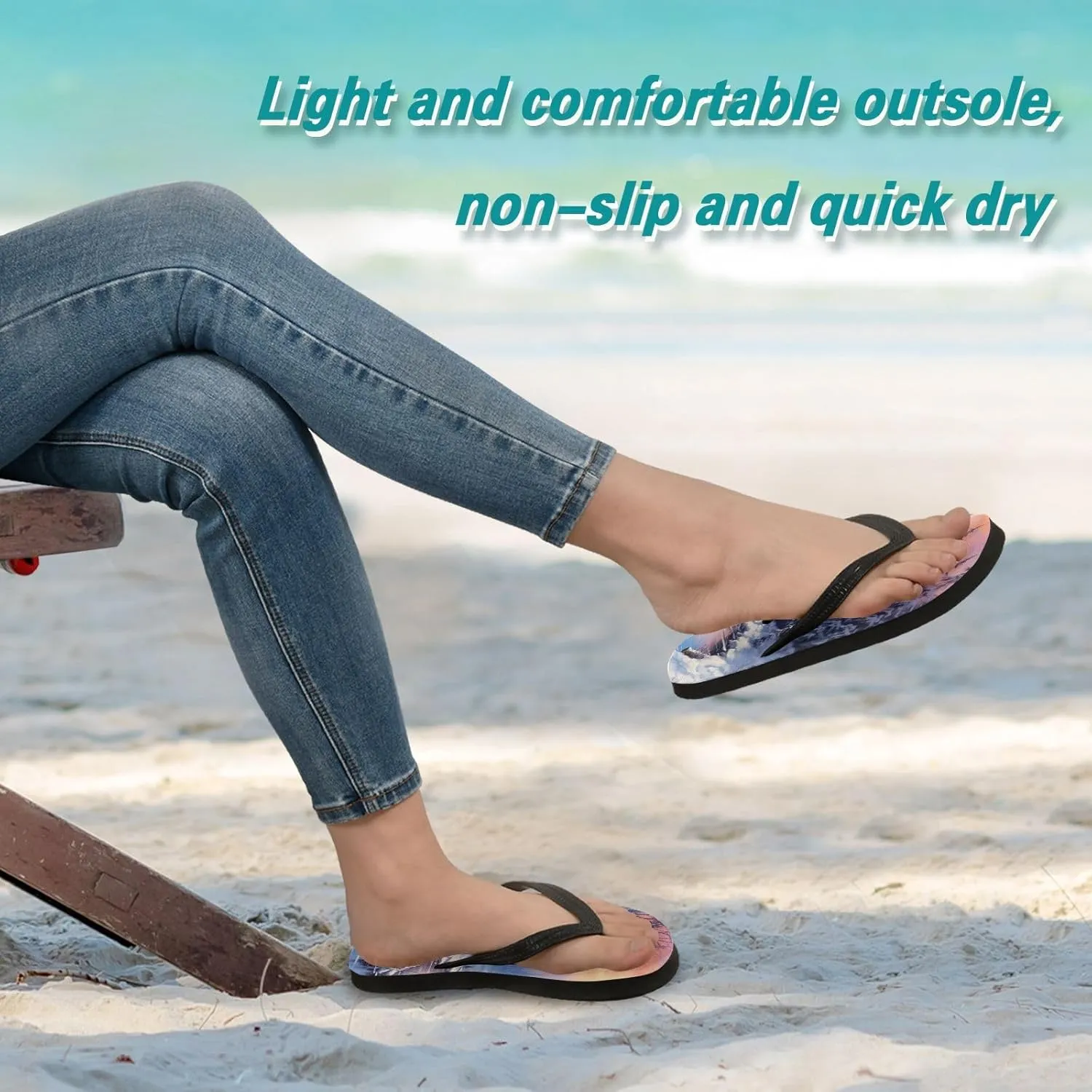 Flip Flop Sandal for Men Women Landscape Original Winter Summer Thong Sandal Beach Water Shoes,XS