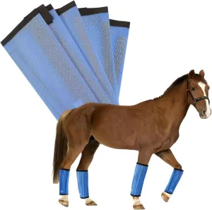 Fly Boots for Horses, Loose Fitting Non Slip Fly Leggings,Horse Fly Boots Set of 4,UV-Protective Breathable Fine Mesh, Stomp Reducing Stay On Design，Protect Horse Legs (Blue)