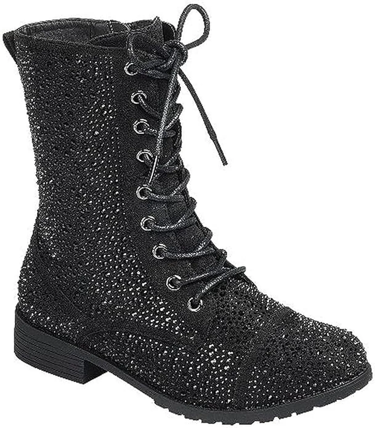 Forever Link Rhinestone Combat Lace Up boots for women