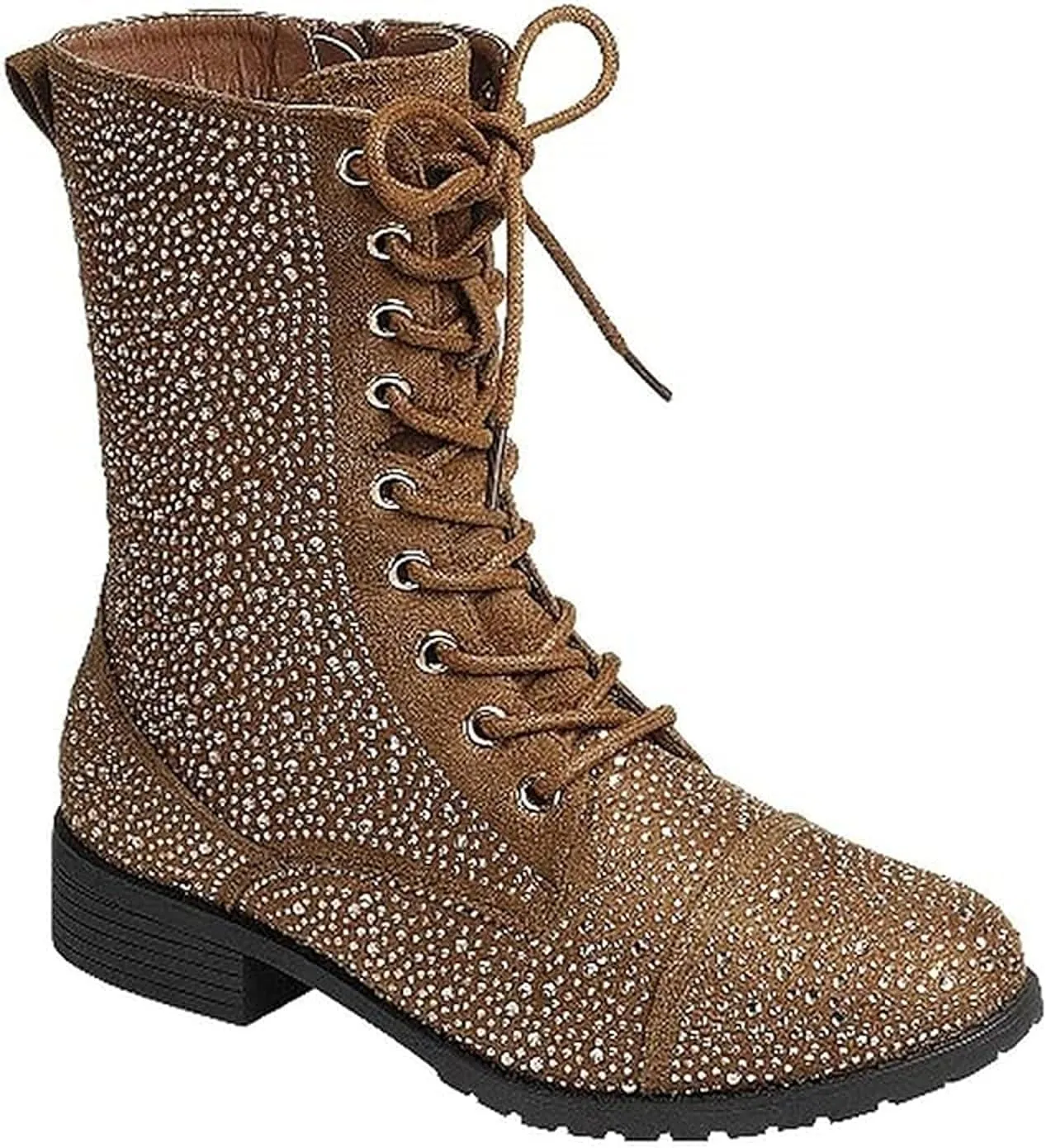 Forever Link Rhinestone Combat Lace Up boots for women
