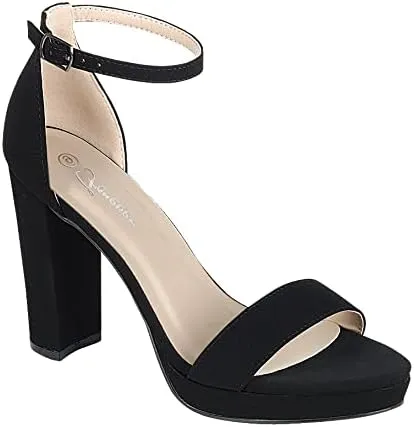 Forever Women Ankle Strap Open Toe Chunky Platform Dress High Heel Sandal
