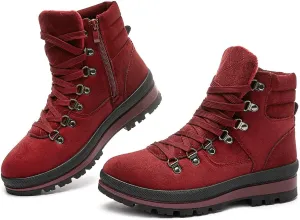 FRACORA Womens Combat Boots Lace Up Ankle Boots Winter Snow Boot Side Zipper Fashion Booties…