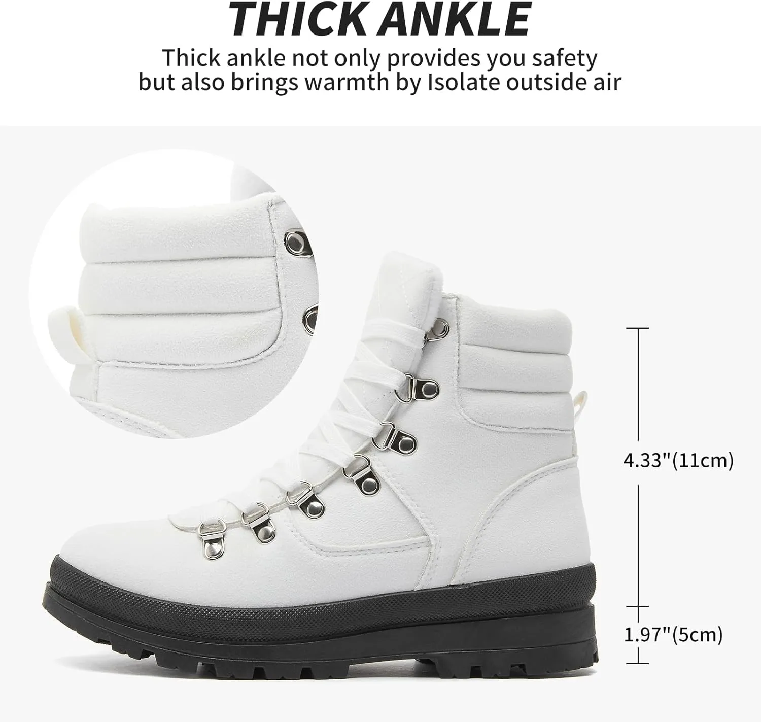 FRACORA Womens Combat Boots Lace Up Ankle Boots Winter Snow Boot Side Zipper Fashion Booties…