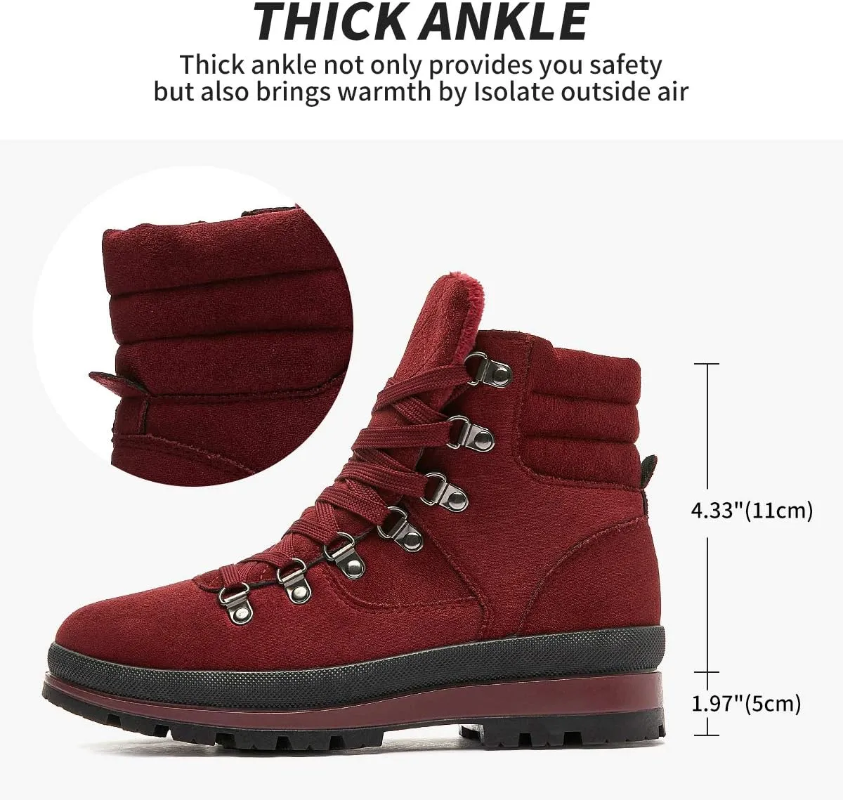 FRACORA Womens Combat Boots Lace Up Ankle Boots Winter Snow Boot Side Zipper Fashion Booties…