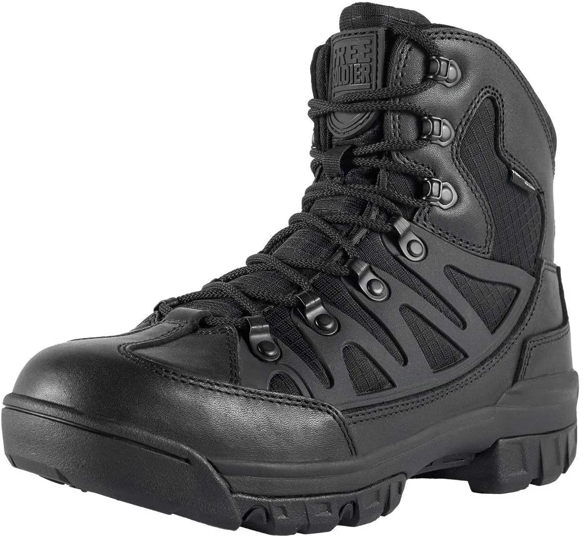 FREE SOLDIER Outdoor Men's Tactical Military Combat Ankle Boots Water Resistant Lightweight Mid Hiking Boots(Black7)