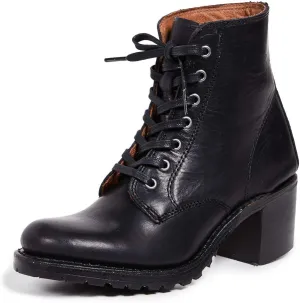 Frye Women's Sabrina 6G Lace Up Combat Boots, Black, 6.5