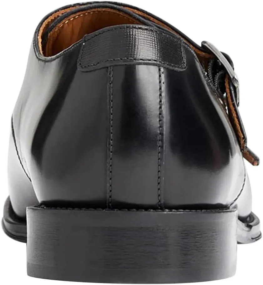 FSJ Men's Double Monk Strap Dress Loafers with Buckle, Comfortable and Breathable Round Toe Slip On Stacked Heels, Formal Business Shoes Size 4-16 US