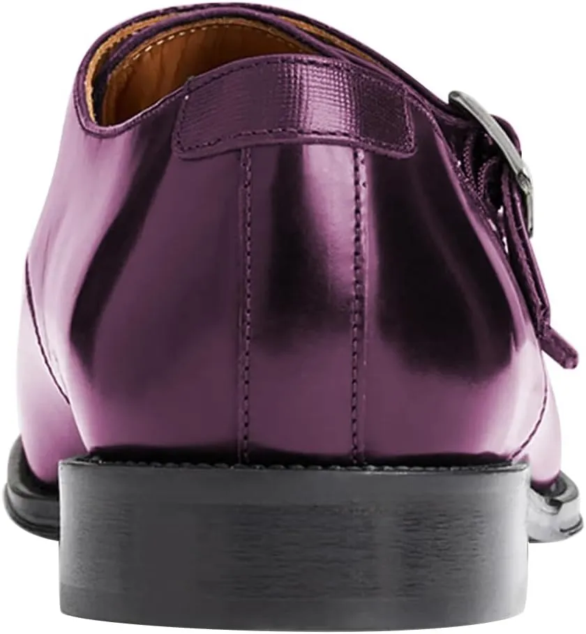 FSJ Men's Double Monk Strap Dress Loafers with Buckle, Comfortable and Breathable Round Toe Slip On Stacked Heels, Formal Business Shoes Size 4-16 US