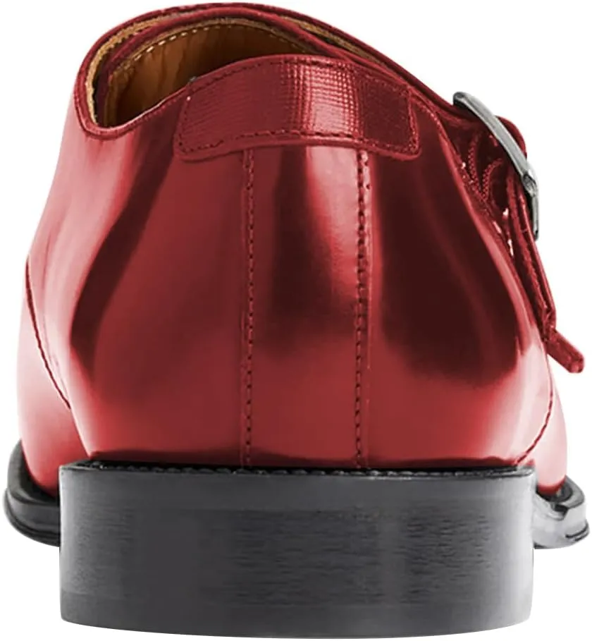 FSJ Men's Double Monk Strap Dress Loafers with Buckle, Comfortable and Breathable Round Toe Slip On Stacked Heels, Formal Business Shoes Size 4-16 US