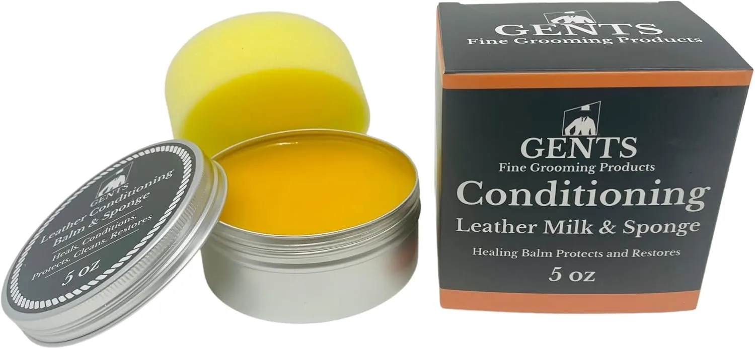 G.B.S Leather Milk Conditioner & Cleaner All Natural, Non-Toxic Leather Cleaner 5 Oz Healing Balm Restores Dry, Cracked Scratched Leather with Sponge - Pack of 3