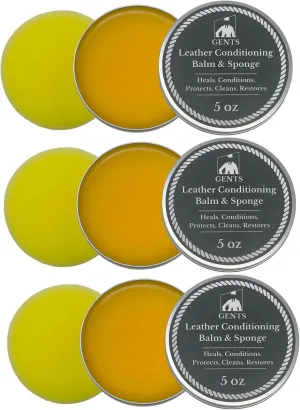 G.B.S Leather Milk Conditioner & Cleaner All Natural, Non-Toxic Leather Cleaner 5 Oz Healing Balm Restores Dry, Cracked Scratched Leather with Sponge - Pack of 3