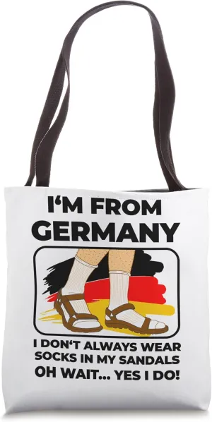 German emigrant socks with sandals Typical German expat Tote Bag