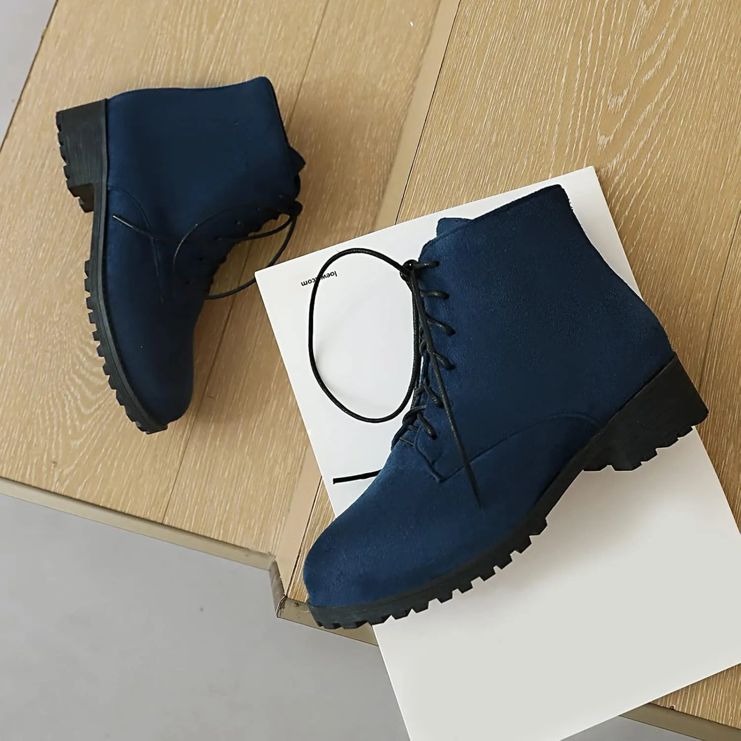 Gicoiz Women Round Toe Classic Combat Chukka Ankle Boots
