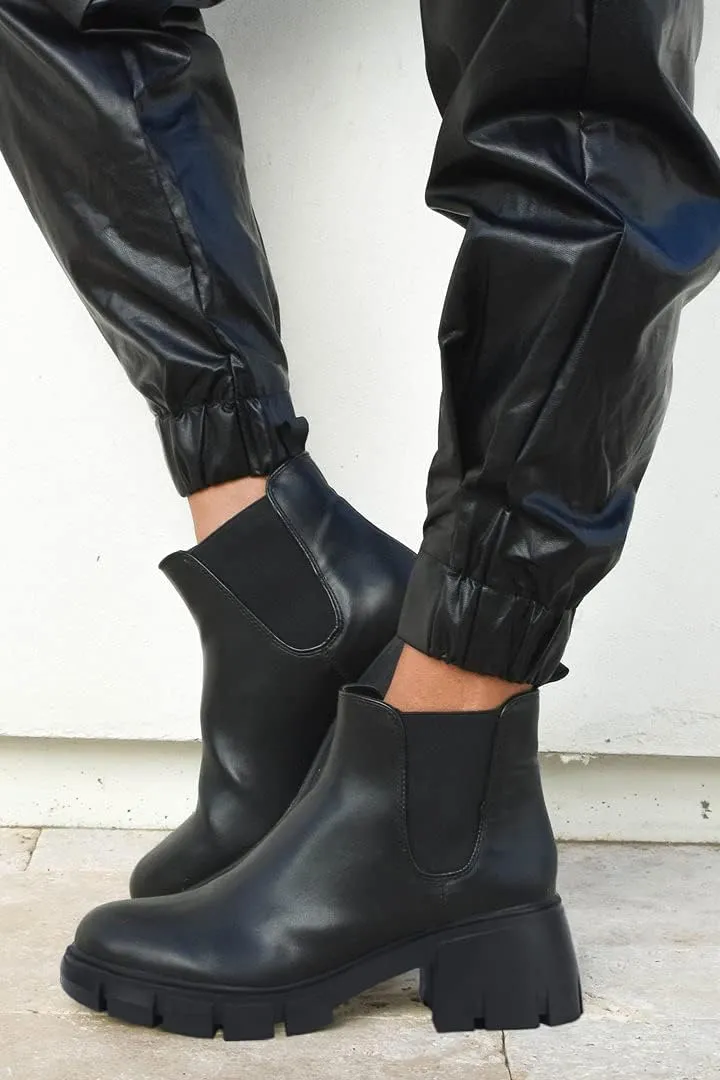 gihubafuil Women’s Chelsea Boots Fashion Platform Chunky Block Heels Slip On Combat Ankle Booties