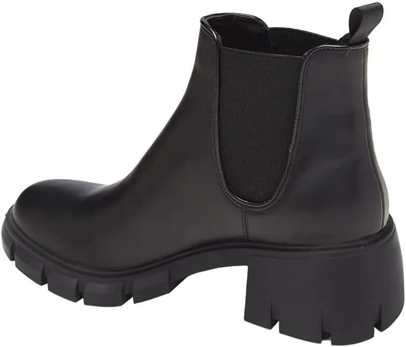 gihubafuil Women’s Chelsea Boots Fashion Platform Chunky Block Heels Slip On Combat Ankle Booties