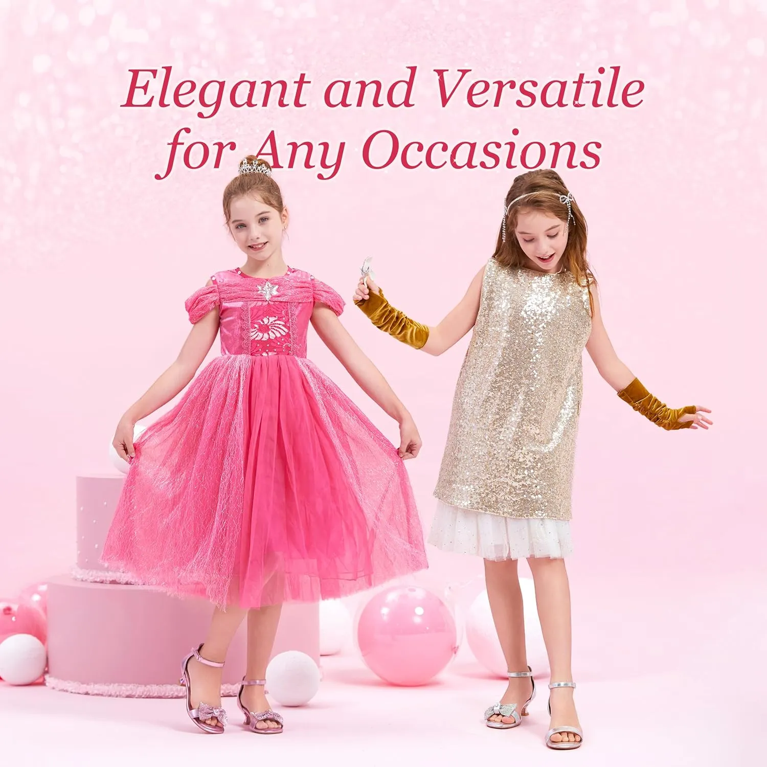 Girls Dress Shoes Sandal Heels Flower Girl Shoes with Removable Bow for Wedding Princess Party Little Big Kids White Silver Gold Pink Open-Toe Ankle Strap Dress Pumps Lightweight Comfortable Fashion
