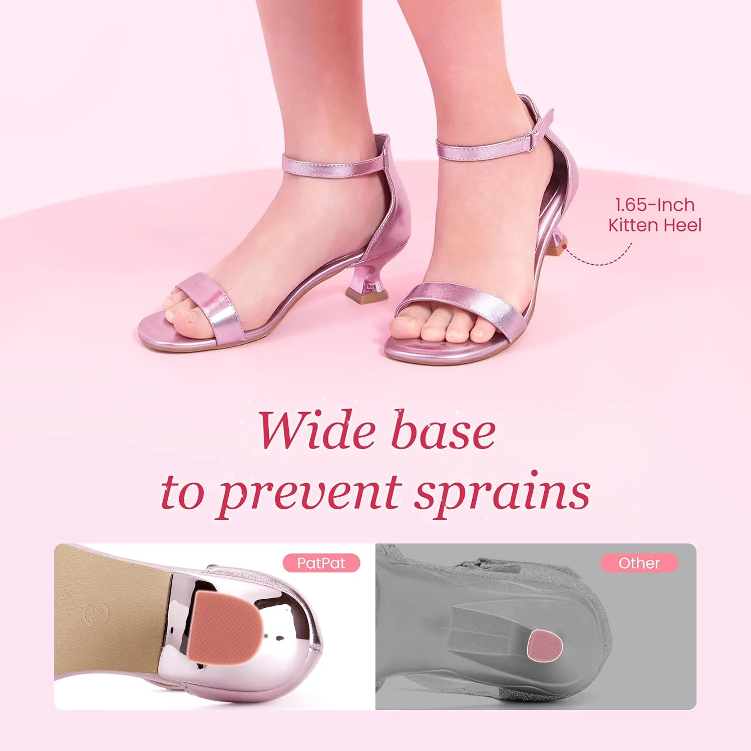 Girls Dress Shoes Sandal Heels Flower Girl Shoes with Removable Bow for Wedding Princess Party Little Big Kids White Silver Gold Pink Open-Toe Ankle Strap Dress Pumps Lightweight Comfortable Fashion