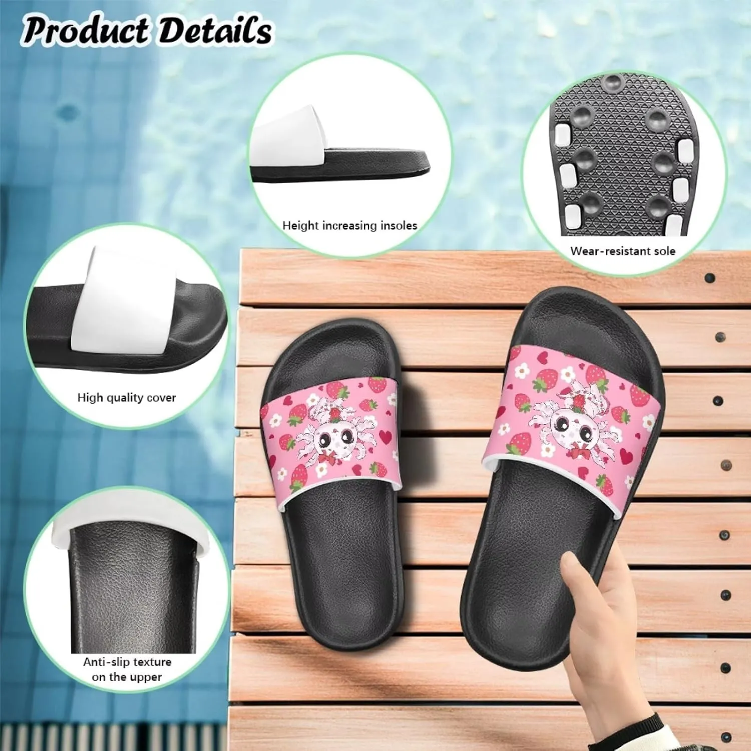 Girls Slides Cute Animal Pool Slides for Kids Summer Beach Shower Slide Sandals