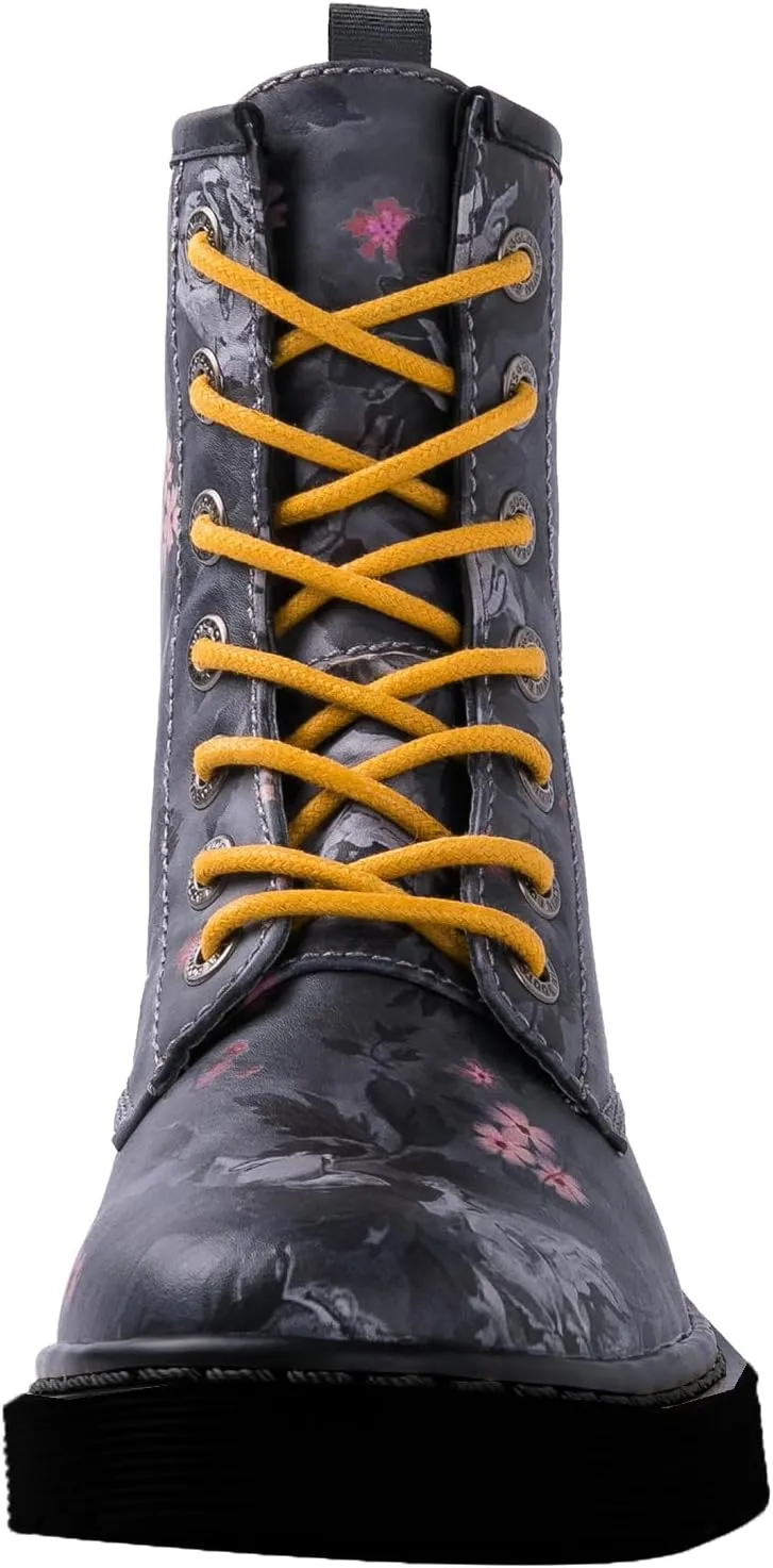 GLOBALWIN Women's Combat Boots Lace Up Ankle Booties For Women Low Heel