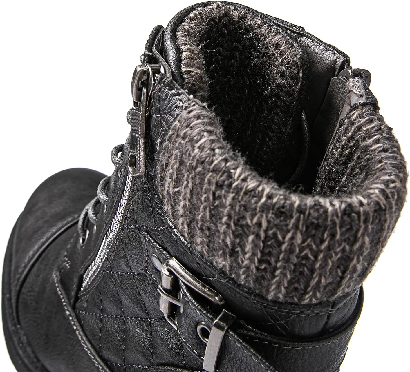 GLOBALWIN Women's Combat Boots Lace Up Boots For Women Ankle Booties With Low Heel Fashion Dressy Short Boots