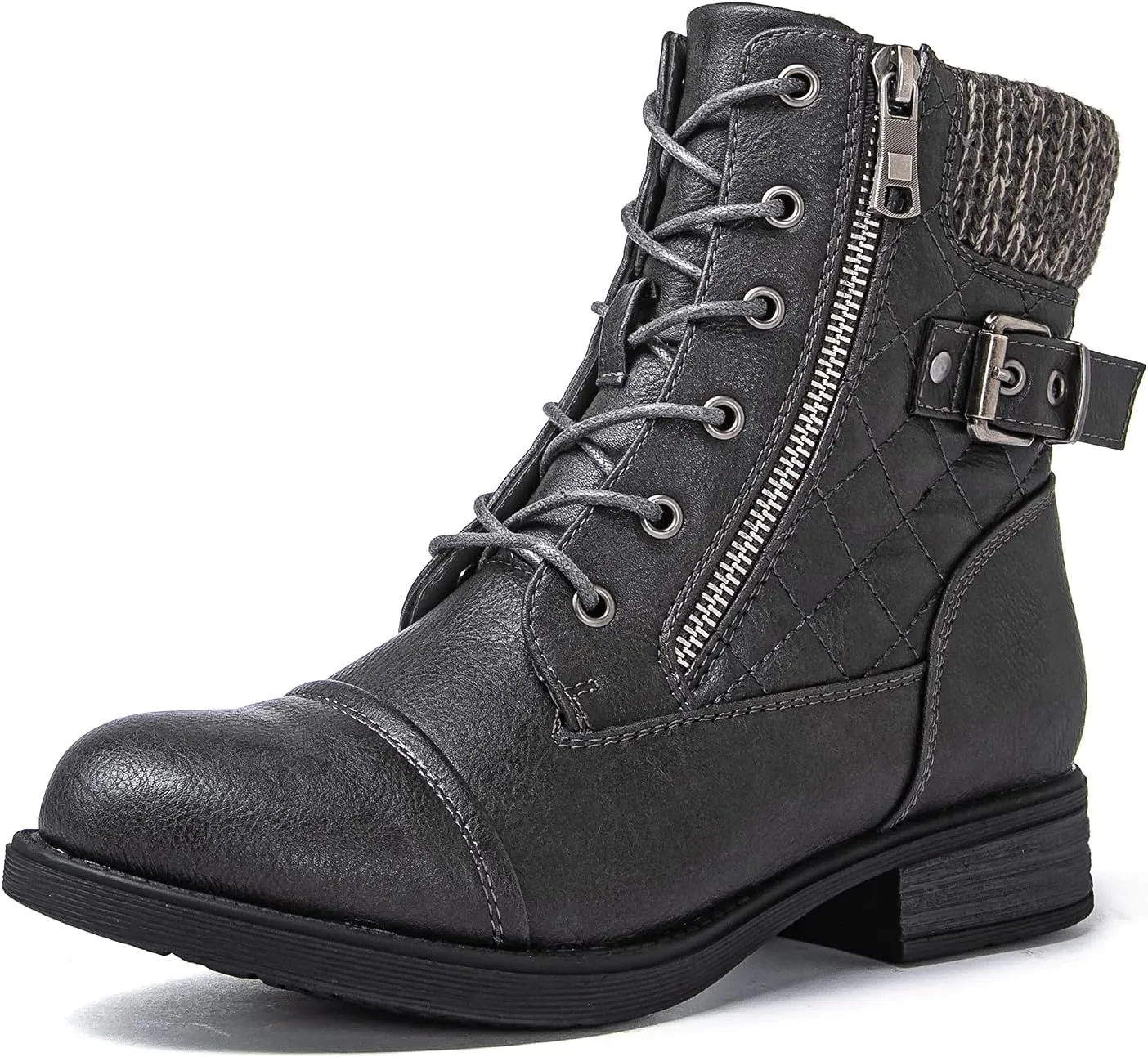 GLOBALWIN Women's Combat Boots Lace Up Boots For Women Ankle Booties With Low Heel Fashion Dressy Short Boots