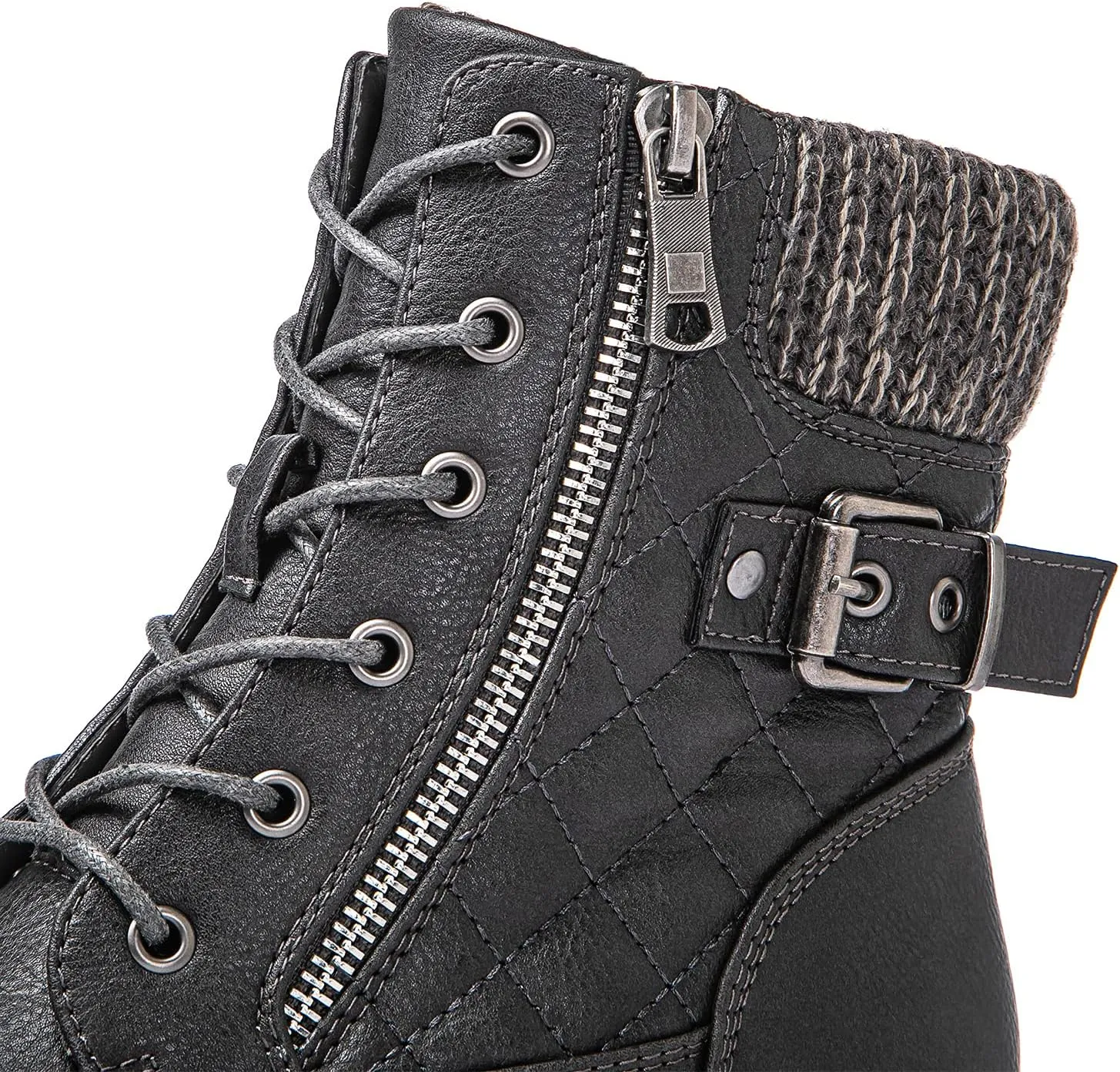 GLOBALWIN Women's Combat Boots Lace Up Boots For Women Ankle Booties With Low Heel Fashion Dressy Short Boots
