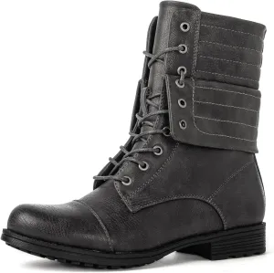 GLOBALWIN Women's Fashion Low Heels Lace Up Ankle Boots
