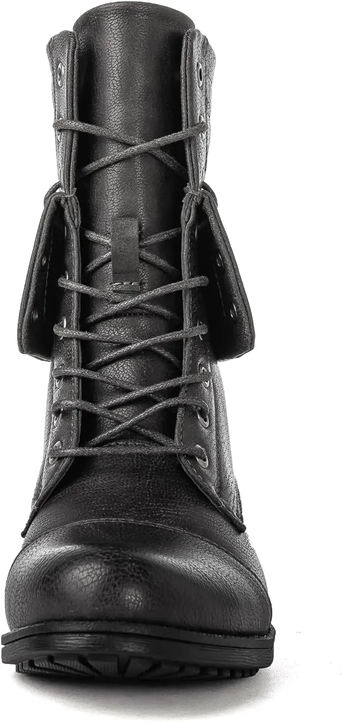 GLOBALWIN Women's Fashion Low Heels Lace Up Ankle Boots